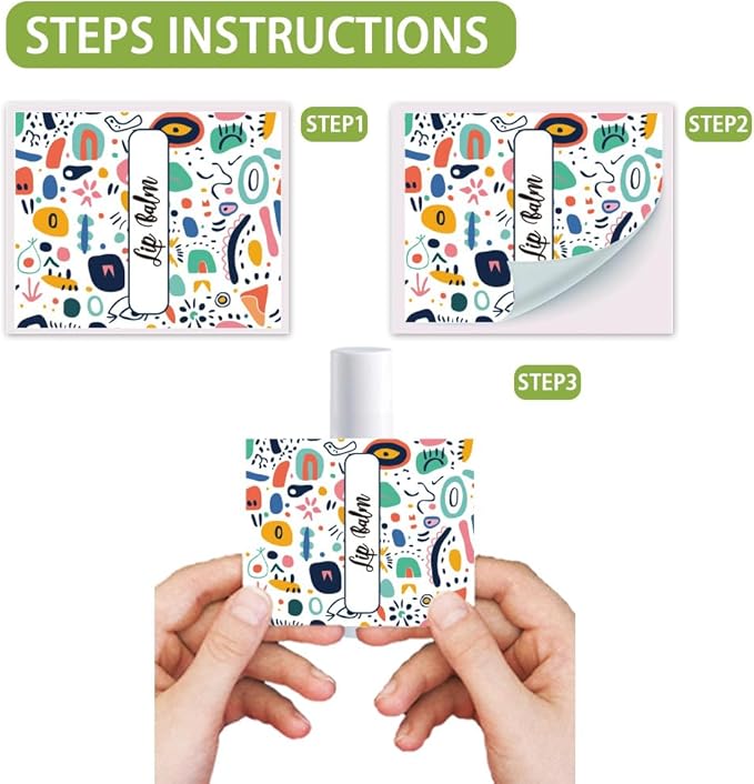 OLYCRAFT 100Pcs Self-Adhesive Lip Balm Tag Stickers 1.7x2.1 inch Waterproof Adhesive Label with Colorful Texture Rectangle Lipstick Tag Sticker for Lip Balm Container Tubes Lipstick Wrapping Decor