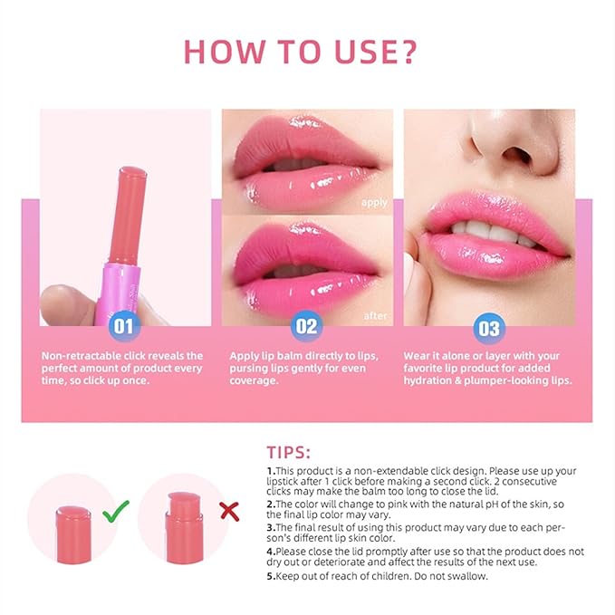 MAEPEOR Tinted Lip Balm 6 Colors Moisturizing Lip Balm Hydrating Changing Lip Gloss for Lip Care and Dry Lip (03 Honeysuckle)