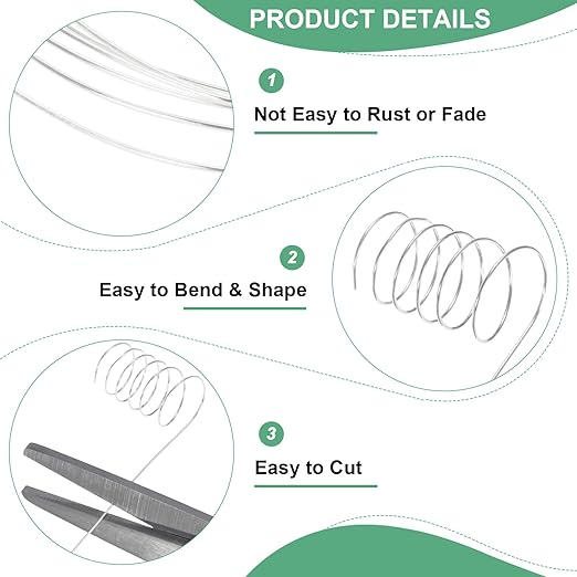 0.2 mm/32 Gauge Copper Wire for Jewelry Making, 82FT Copper Beading Craft Wire for Jewelry/Weaving/DIY Crafting/Planting, Color-Retaining [25M, Bright Silver]