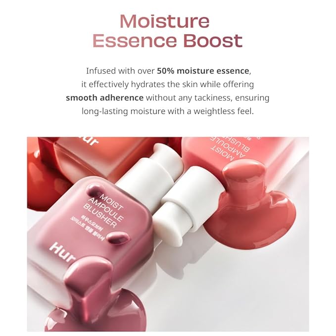 Moist Ampoule Blusher, Buildable Water-based Formula, Infused with over 50% moisture essence, no tackiness, long-lasting moisture, weightless feel (02 Deep Plum, 20ml)