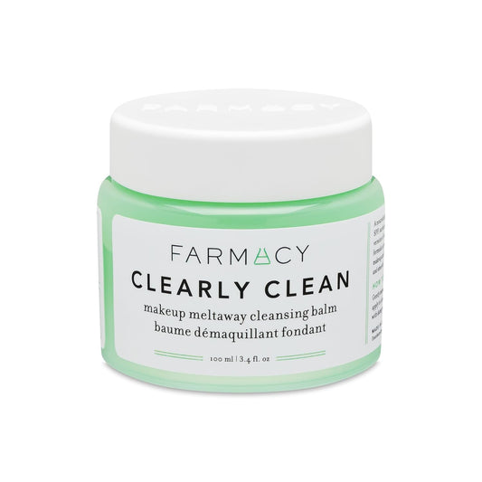 Farmacy Makeup Remover Cleansing Balm - Clearly Clean Sensitive Skin Makeup Remover + Oil Based Cleanser - Gentle Exfoliating Double Cleanser - Melts From Balm to Milky Lather - Fragrance Free (100ml)