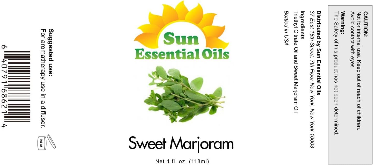 Sun Essential Oils 4oz - Marjoram (Sweet) Essential Oil - 4 Fluid Ounces