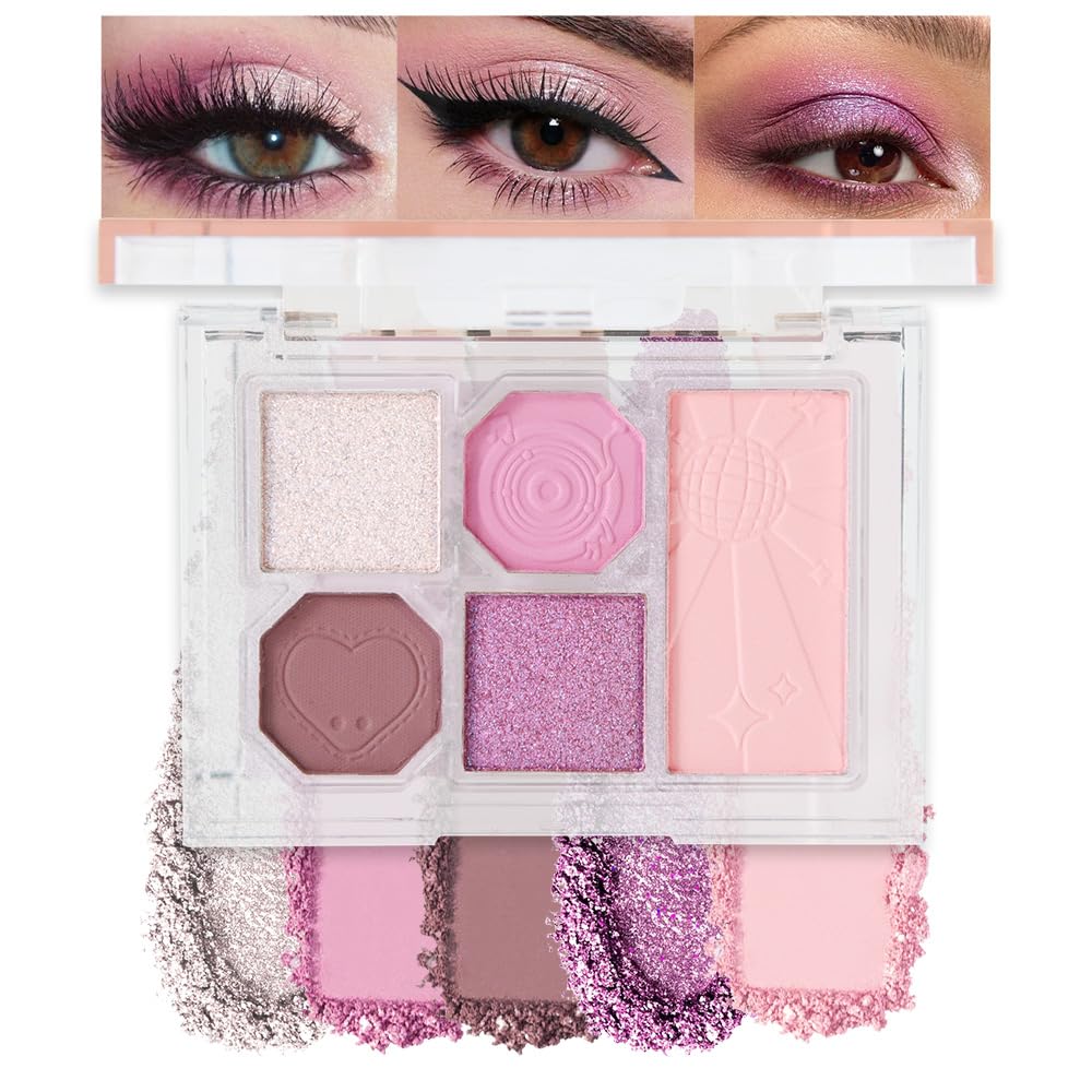 5 Colors Eyeshadow Palette Makeup, Matte Shimmer Eye Shadow Palette, Long Lasting Naturing-Looking, paleta de sombras de ojos,Everyday to Eye Makeup Looks,Vegan & Cruelty-free 04#