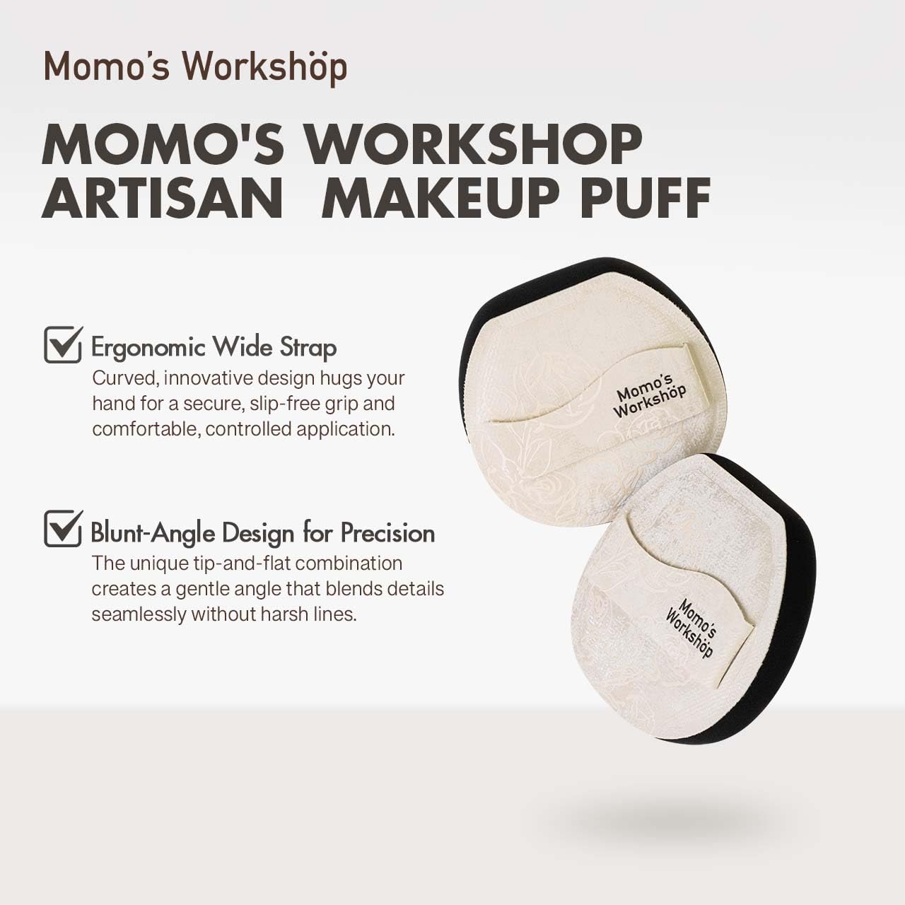 Satin White Flat-cut Shape Makeup Sponge,Firm Bounce Rubycell,Cushion Sponge with Wide PU Leather for Quick-Dry/Full Coverage Foundations, Cosmetic Puff,2pcs Beauty Puffs &Storage Case