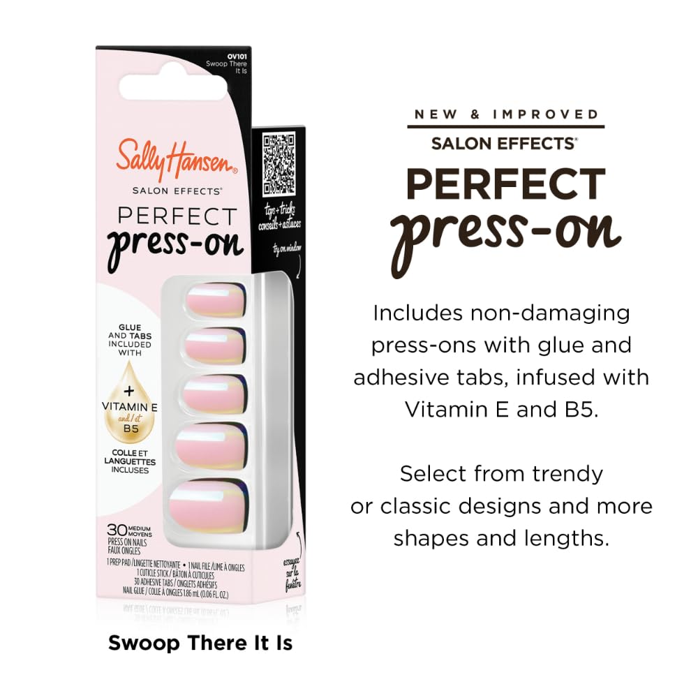 Sally Hansen Instant Cuticle Remover and Swoop There It Is Press-On Nails Kit with Nail Glue and Adhesive Tabs