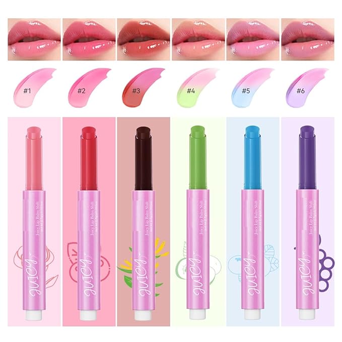 MAEPEOR Tinted Lip Balm 6 Colors Moisturizing Lip Balm Hydrating Changing Lip Gloss for Lip Care and Dry Lip (03 Honeysuckle)