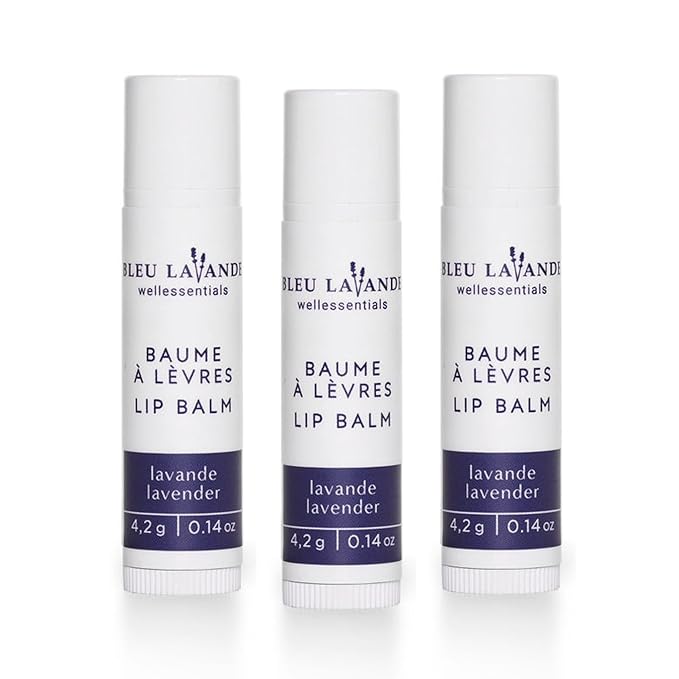 Bleu Lavande - Natural Lavender Lip Conditioner – Stick Lip Balm Repairs, Moisturizes & Protects - Soothes Chapped Lips & Restores Hydratation - Olive Oil & Shea Butter Base Lip Care - 4.2g - 3 Pack
