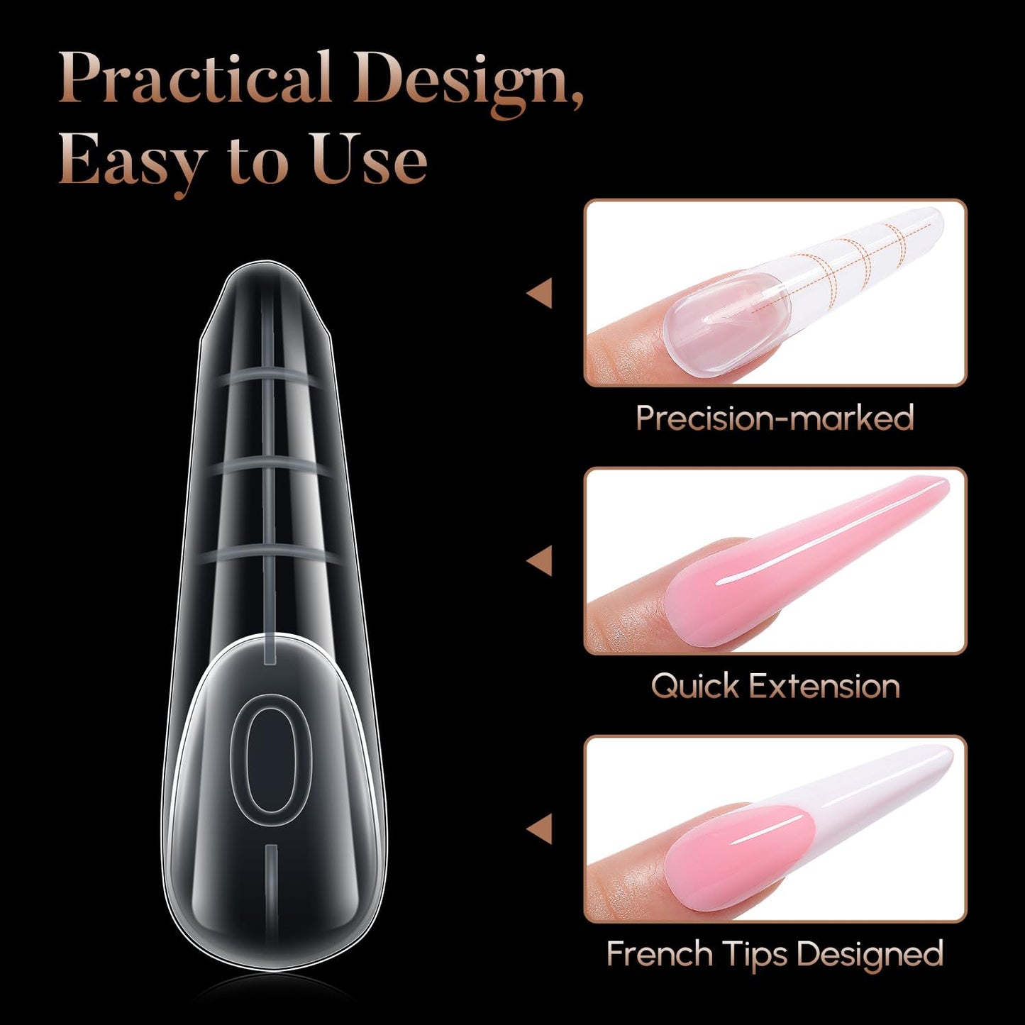 Poly Extension Gel Dual Nail Forms, 120pcs Nail Molds for Builder Extension, 5 Style 12 Size Dual Forms for Gel Nail Tips Nail Art Design Salon DIY Kit 1