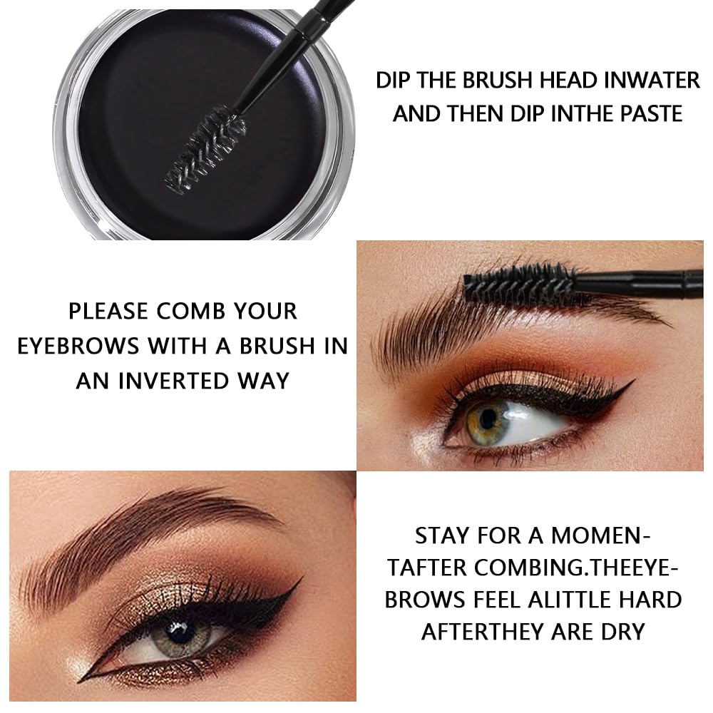 Brow Kit, Eyebrow Pomade,Eye Brow Contour Palette with Double-ended Eyebrow Brush, Full Defined Natural Brows, Long-Lasting Waterproof,04