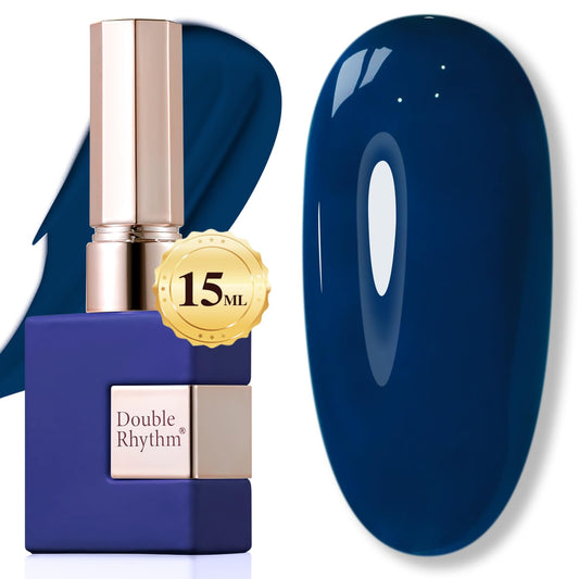 Double Rhythm 0.5Oz Navy Blue Gel Polish Sheer Neutral Natural Light Milky Same Color Same Bottle 15ML Jelly UV Nail Art DIY at Home (Navy Blue-A1107)