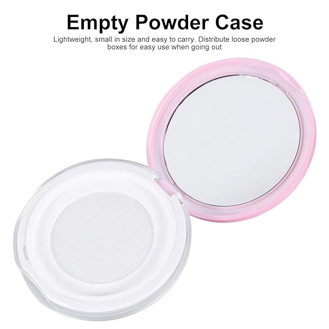 Powder Puff 2pcs Loose Powder Containers with Elasticated Net Sifter, Mirror and Puff 5g Loose Powder Compact Case Case for DIY Makeup and Travel () Cushion Foundation