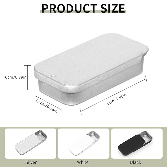 Lip Balm Tins Slide Top Tin Containers for Lip Balm Crafts Storage Kit - 0.25oz 3 Pack (BLACK)