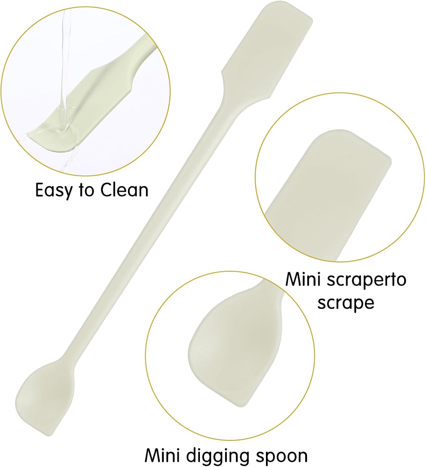 4 Pcs Silicone Jar Spatula Set, Small Silicone Dual-Ended Spatula & 10.2-Inch Baking Spatulas, Mini Spatulas for Cooking, Scooping, Mixing, Makeup & Jars