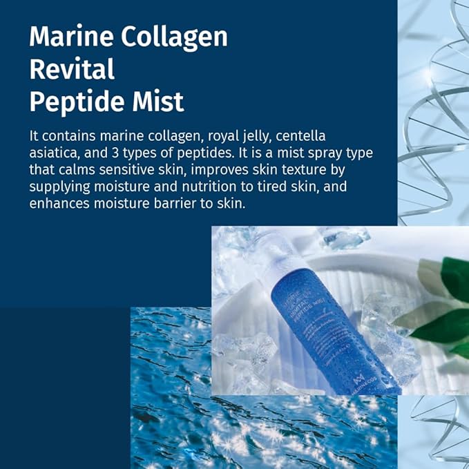 Marine Collagen Revital Peptide Mist 120ml ㅣ Fine Facial Spray for Hydration Soothing Glow ㅣ Daily Moisture Mist with Centella and Peptides