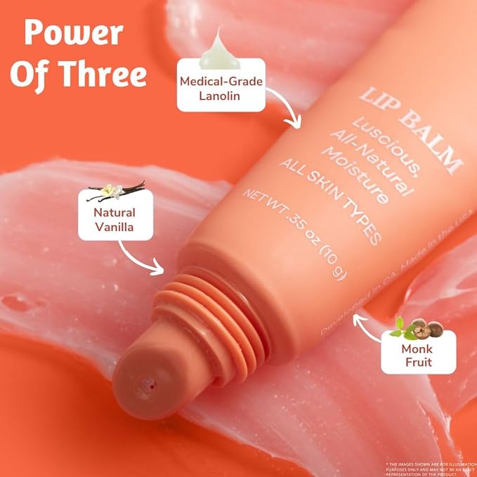 Lipbalm consisits of Medical-Grade Lanolin, Natural Vanila & Monk Fruit