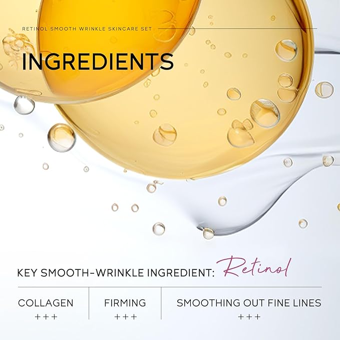 Anti Aging Skin Care Set, 1% Retinol Dark Spot Remover for Face with Face Serum & Moisturizer, Travel Size Skincare Set for Women, Reduce Wrinkles, Firm & Hydrate for All Skin Types