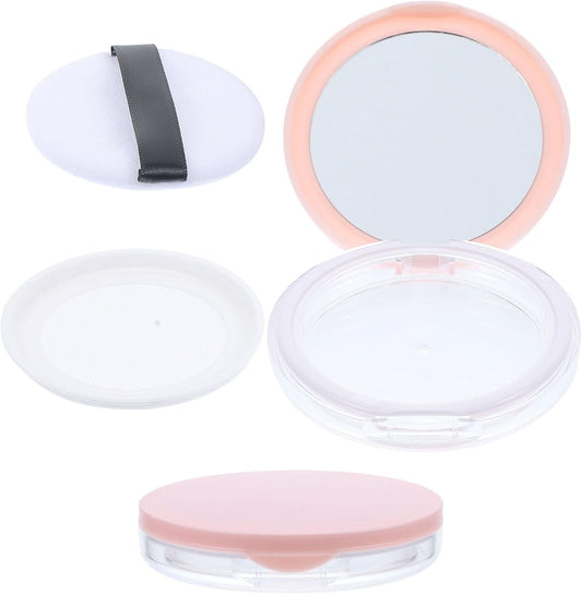 Beaupretty Loose Powder Containers with Puff 2PCS Powder Compact Container, Plastic Empty Makeup Loose Powder Case with Puff and Elasticated Net Sifter Cosmetic Travel Container