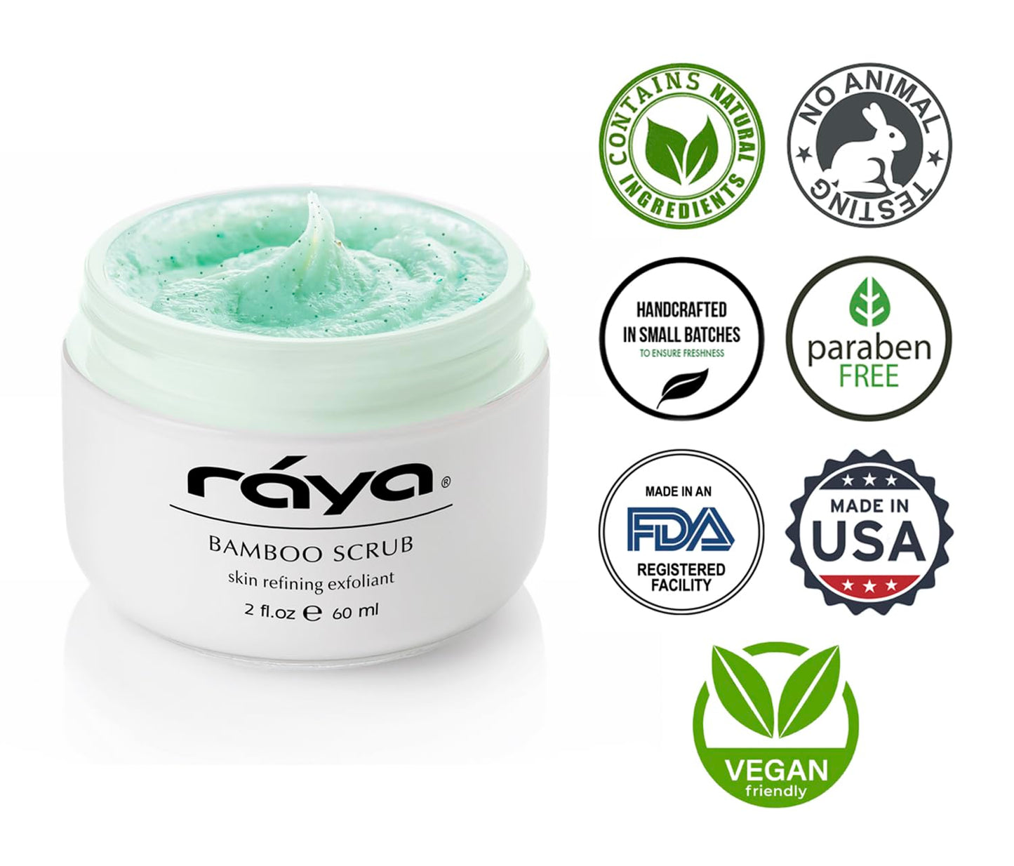 RAYA Bamboo Facial Scrub (R-125) | Herbal Exfoliating and Refining Treatment for Dry Skin | Helps Reduce Fine Lines and Wrinkles | Made with Bamboo and Jojoba Beads