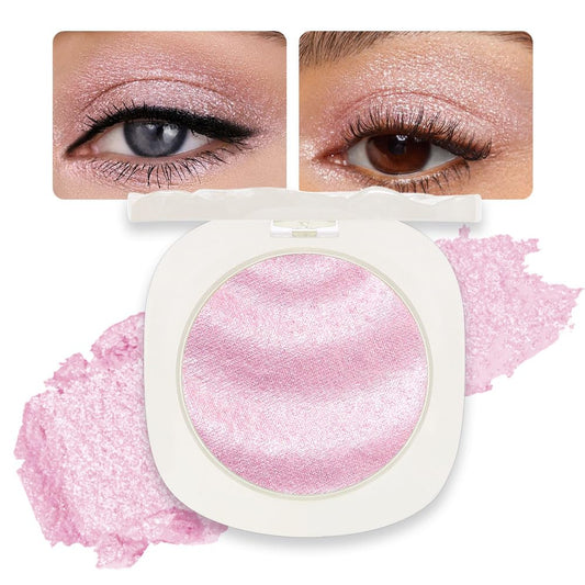 Pink Shimmer Glitter Sparkling Monochrome Eyeshadow Palette,Metallic Single Eye Shadow Palette for Older Women,Long Lasting Naturing-Looking Eye Makeup