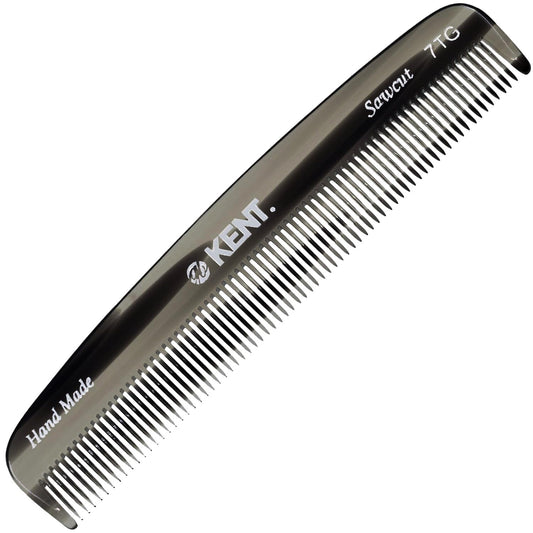 Kent 7T G All Fine Tooth Pocket Comb - Handmade Hair Grooming and Styling Comb for Travel, Mustache, Beard - Saw Cut and Hand Polished for Wet or Dry Use with Balms