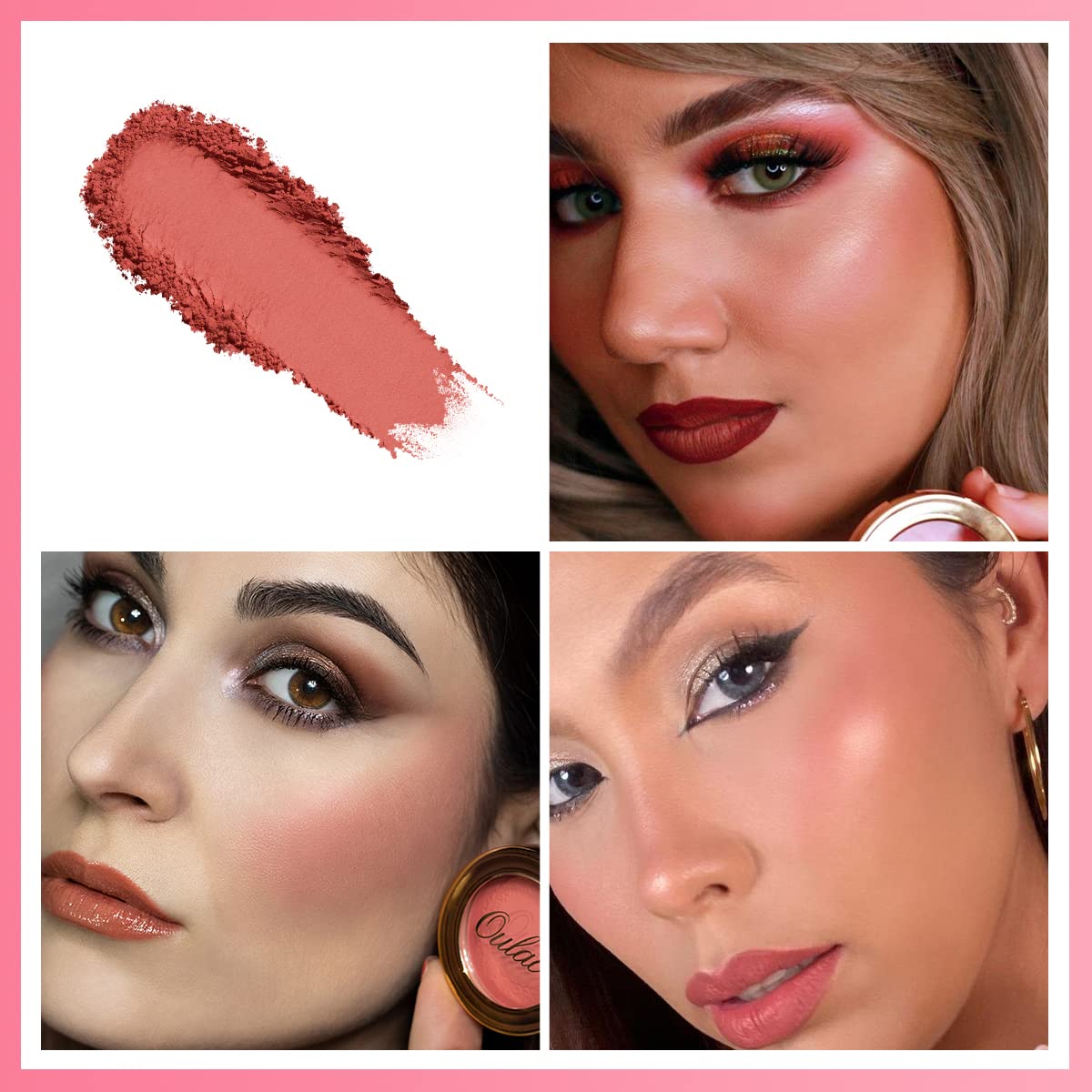 OULAC Matte Blush Makeup| Highly Pigmented Powder Blush| Natural Matte Glow| Cruelty-Free blush with Rose Oil| 08 The Miracle 4.8g