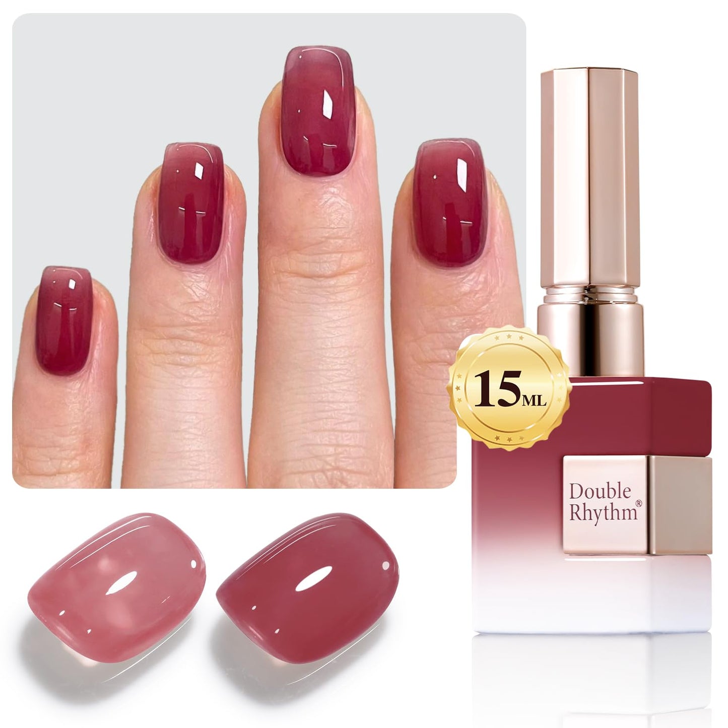 Double Rhythm 0.5Oz Gel Polish Translucent Sheer Neutral Natural Light Milky Same Color Same Bottle 15ML Jelly Gel Polish Art DIY at Home (Brown Purple-A1375)