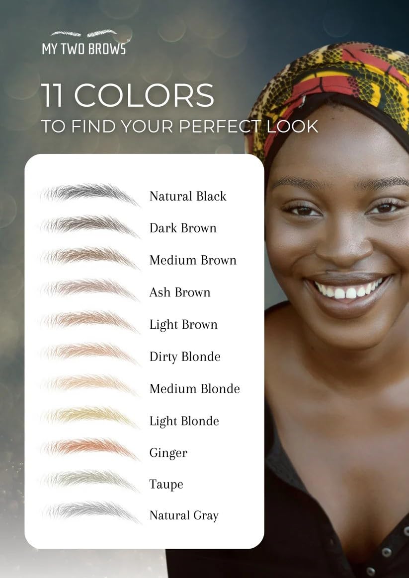 (10 pairs) Medium Brown Temporary Eyebrow Tattoo - Large Size - Waterproof & Smudgeproof - Assertive Arch Style Eyebrow Stickers - Sheet Lasts up to 30 Days - Won't Work on Existing Brows