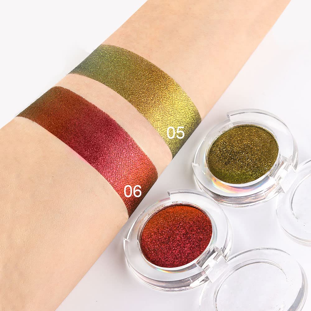 evpct 2Pcs Duochrome Chameleon Chrome Multichrome Eyeshadow Makeup Palette Set Women, Gold green Wine red Gold Metallic Holographic Glitter Sparkle Shimmer Loose Eyeshadow Eye Shadow Palette Makeup