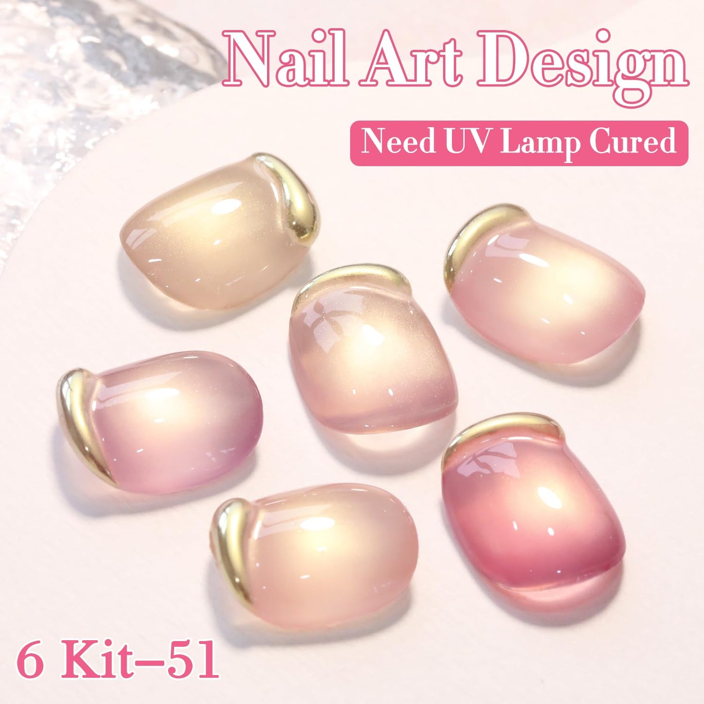 Double Rhythm 6 Colors Cat Eye Gel Polish Set Shimmer Glitter with Magnet Holographic Reflective Magnetic UV Nail Art Kit (6-Kit-51)