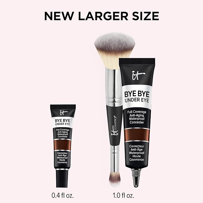 IT Cosmetics Makeup Set - Includes Supersize Bye Bye Under Eye Concealer (45.5 Deep) + Heavenly Luxe Complexion Perfection Concealer Brush (1 fl oz) - with Collagen, Hyaluronic Acid & Antioxidants