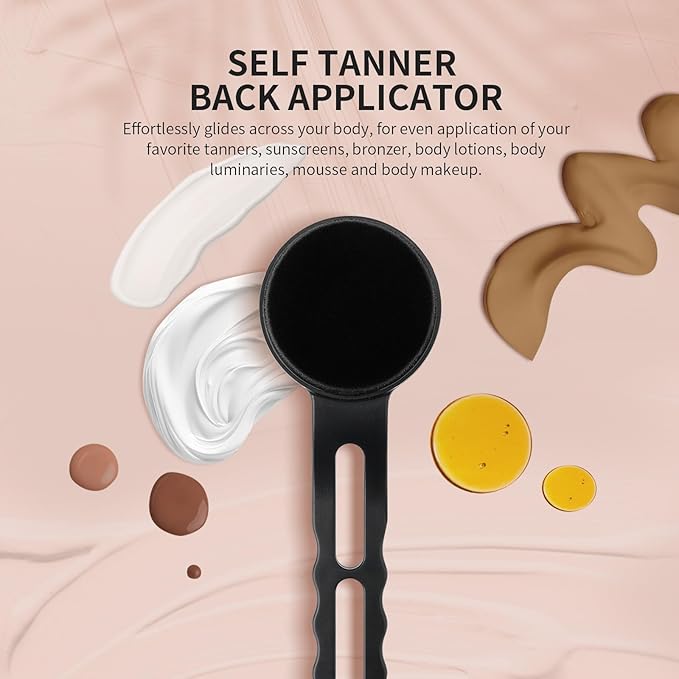 docolor Self Tanner Back Applicator, Plastic Long Handle Back Tanning Applicator Large Body Makeup Brush Vegan & Cruelty Free Self Tanner Brush For Self Tanner, Sunscreen, Bronzer, Foundation