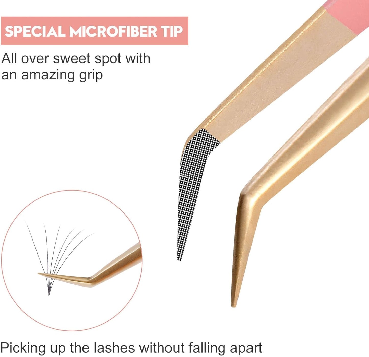 Ms.Queen Isolation Lash Tweezers,45 Degree 14cm Long&Slim Fiber Tip Tweezers for Individual & Classic Eyelash Extensions