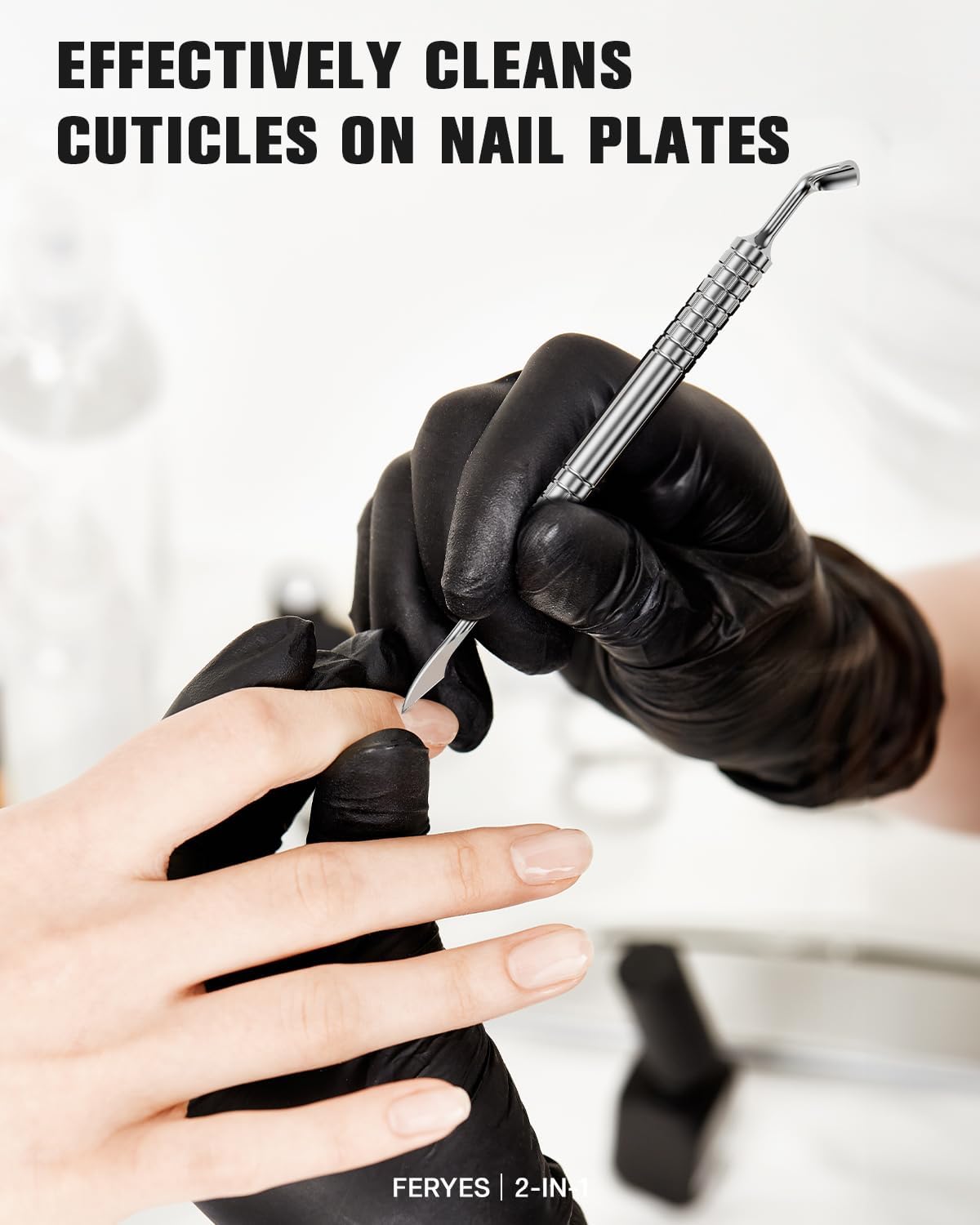 2025 Upgraded Dual-Head Cuticle Pusher Tool - Horseshoe shape & Chisel Edge Stainless Steel Remover Tool with Anti-Slip Wide Handle for Salon & Home Nail Care