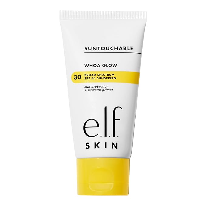 e.l.f. SKIN Suntouchable Whoa Glow SPF 30, Sunscreen & Makeup Primer For A Glowy Finish, Made With Hyaluronic Acid, Vegan & Cruelty-Free, Packaging May Vary, Sunburst