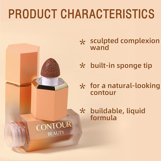 Liquid Contour Stick, Soft Cream Contour Makeup, Liquid Bronzer Face Concealer Matte Contouring with Cushion Applicator, Long Lasting Silky Face Contour Cream Bronzer Contouring Makeup (103)
