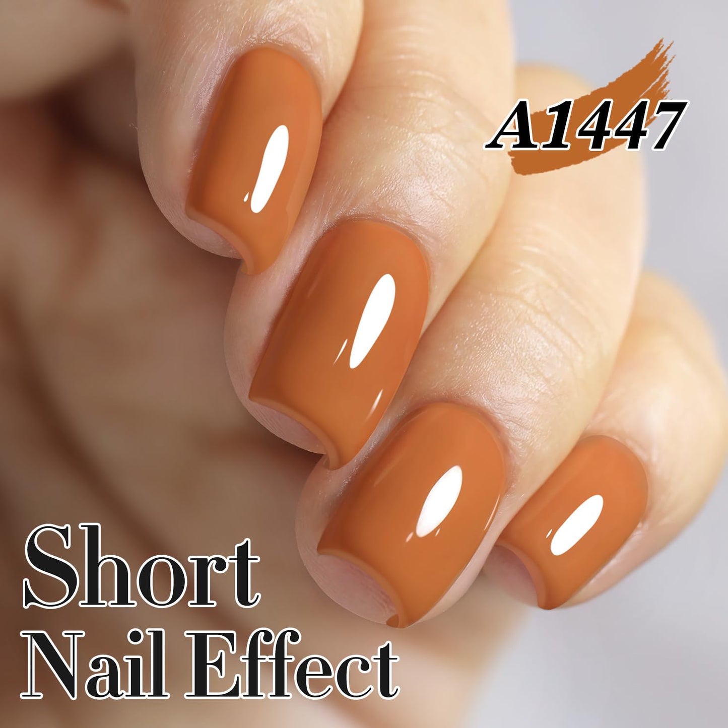 Double Rhythm Translucent Gel Polish Sheer Neutral Natural Light Milky Same Color Same Bottle 15ML Jelly UV Nail Polish Nail Art DIY at Home (Brown Orange-A1447)