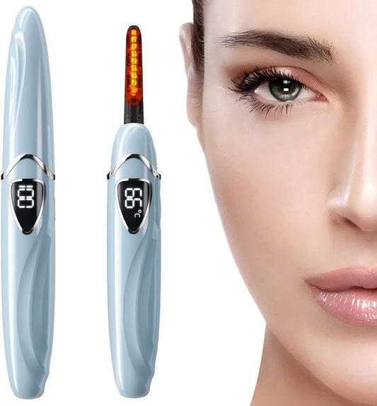 ZAPAL Heated Eyeash Curler, S600 Rechargeable Heated lash Curler, Intelligent Power Off Electric Eyelash Curler Heated Quickly 24 Hs Lasting Natural Makeup for Woman (Angel Blue/Silver, S600-148MM)