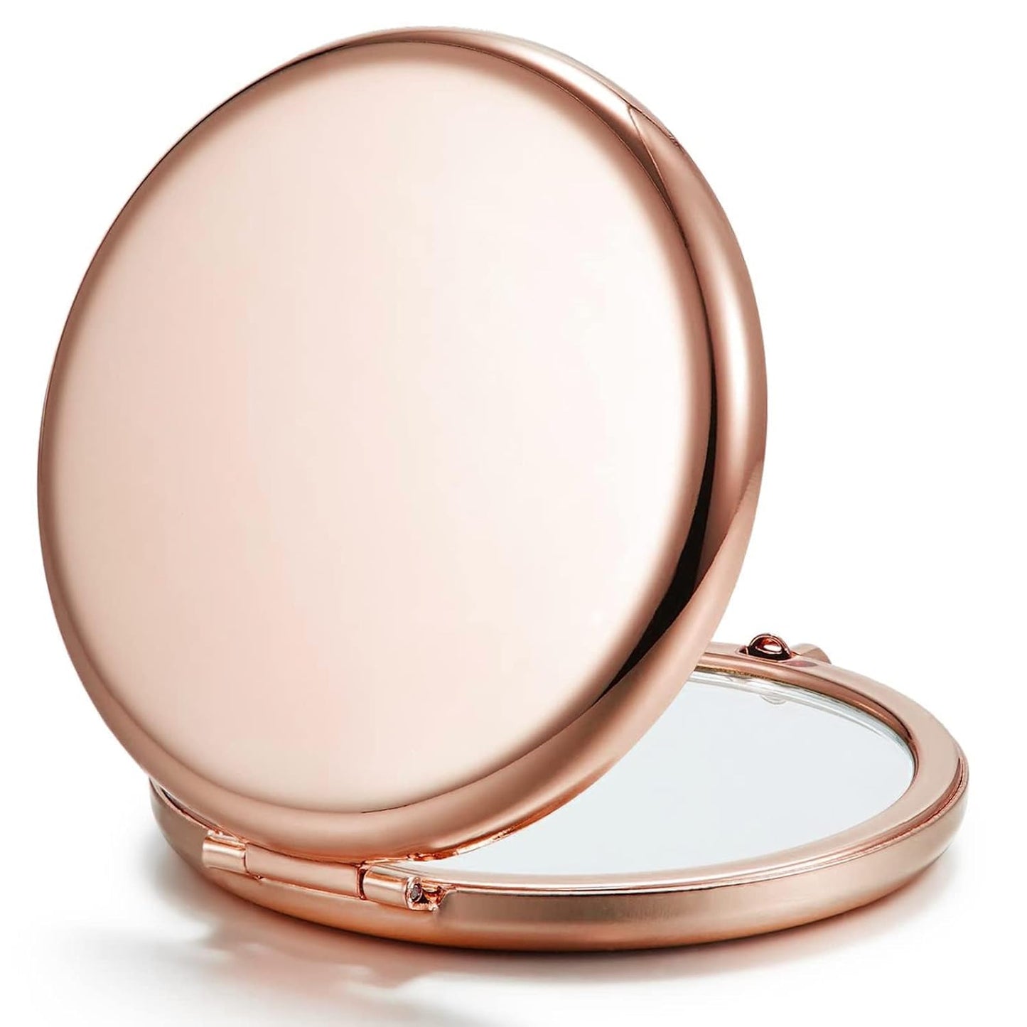 Compact Mirror Bulk, Pack of 12 Double-Sided 1X/2X Magnifying Metal Makeup Mirrors(Round, Rose Gold)
