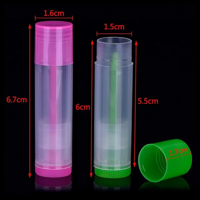 Onwon 25 PCS Lip Balm Empty Bottles Lip Balm Container Clear Tubes with Twist Bottom and Top Cap, 3/ 16Oz (5.5ml)