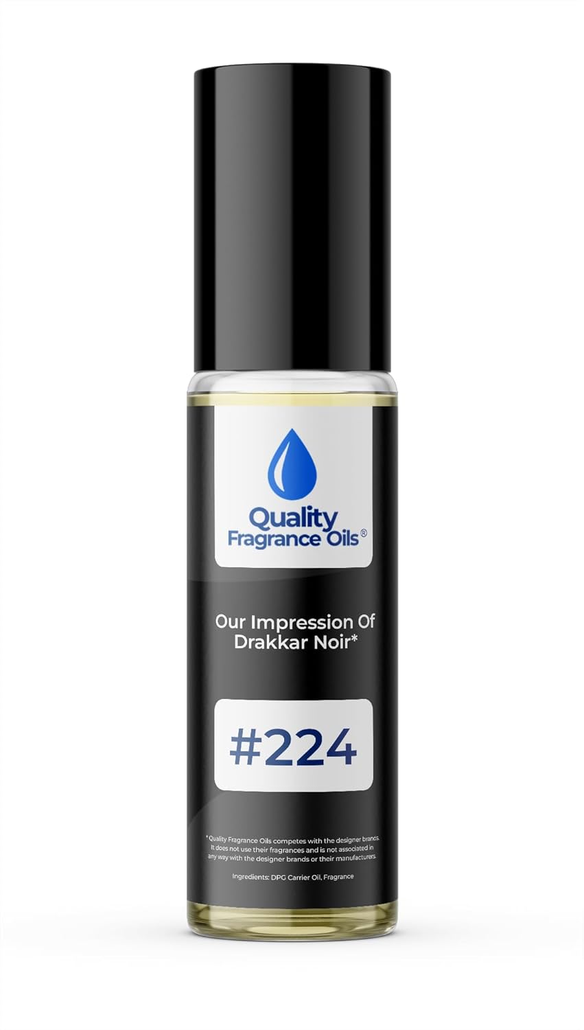 Quality Fragrance Oils' Drakkar Noir Impression #224 | Long-Lasting Perfume Oil, Alcohol-Free, Strong Scent, 10ml Roll-On | Affordable Alternative to Designer Fragrances