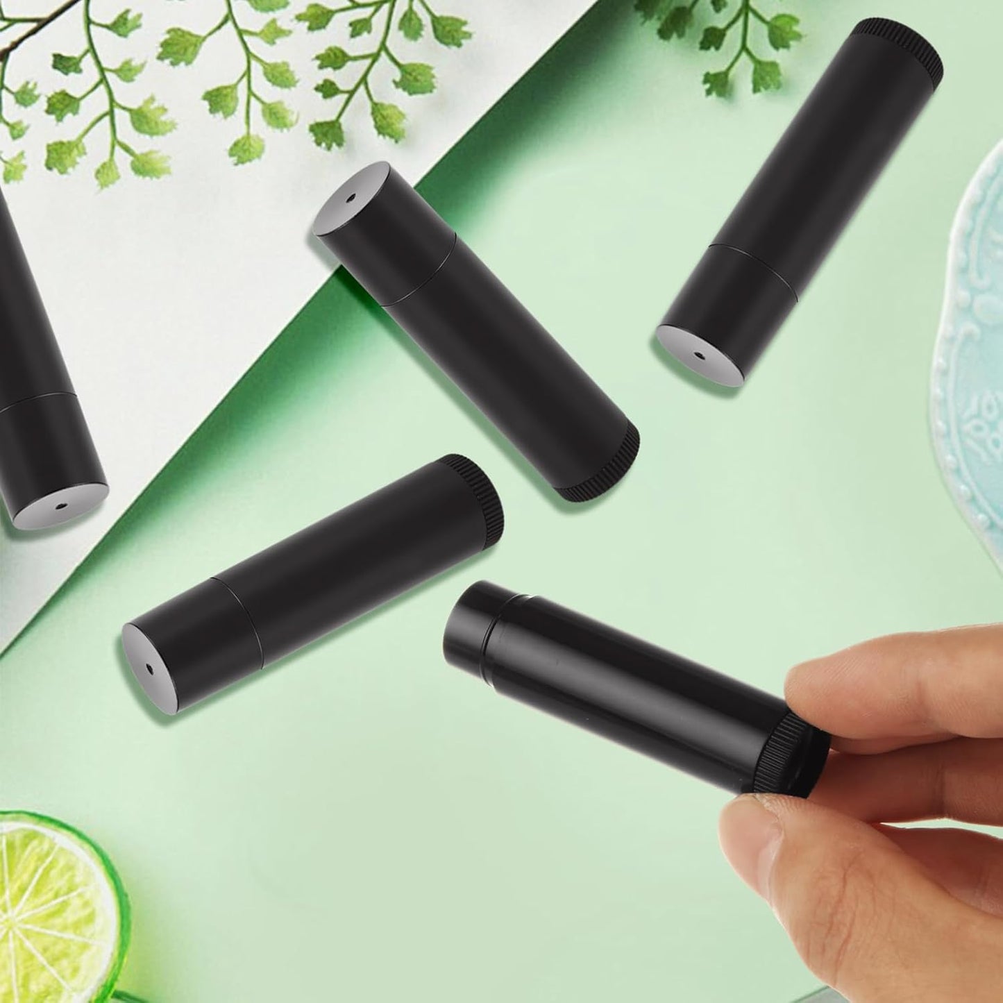 150 Pack Empty Lip Balm Tubes, 5ml/5g Plastic Lipsticks Filling Containers with Filling Tray and Spatula, Lip Balm Tube with Caps for Women Girl DIY Handmade Chapstick, Lipsticks, Black