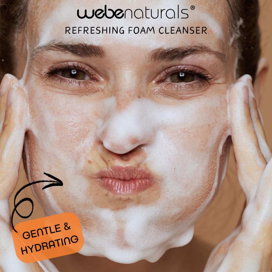 WEBE Refreshing Gentle Foam Cleanser | Snail Mucin, Hyaluronic Acid, N-Acetyl Glucosamine | Hydrating & Soothing Formula for Radiant, Moisturized Skin | Natural Skincare for all Skin Types