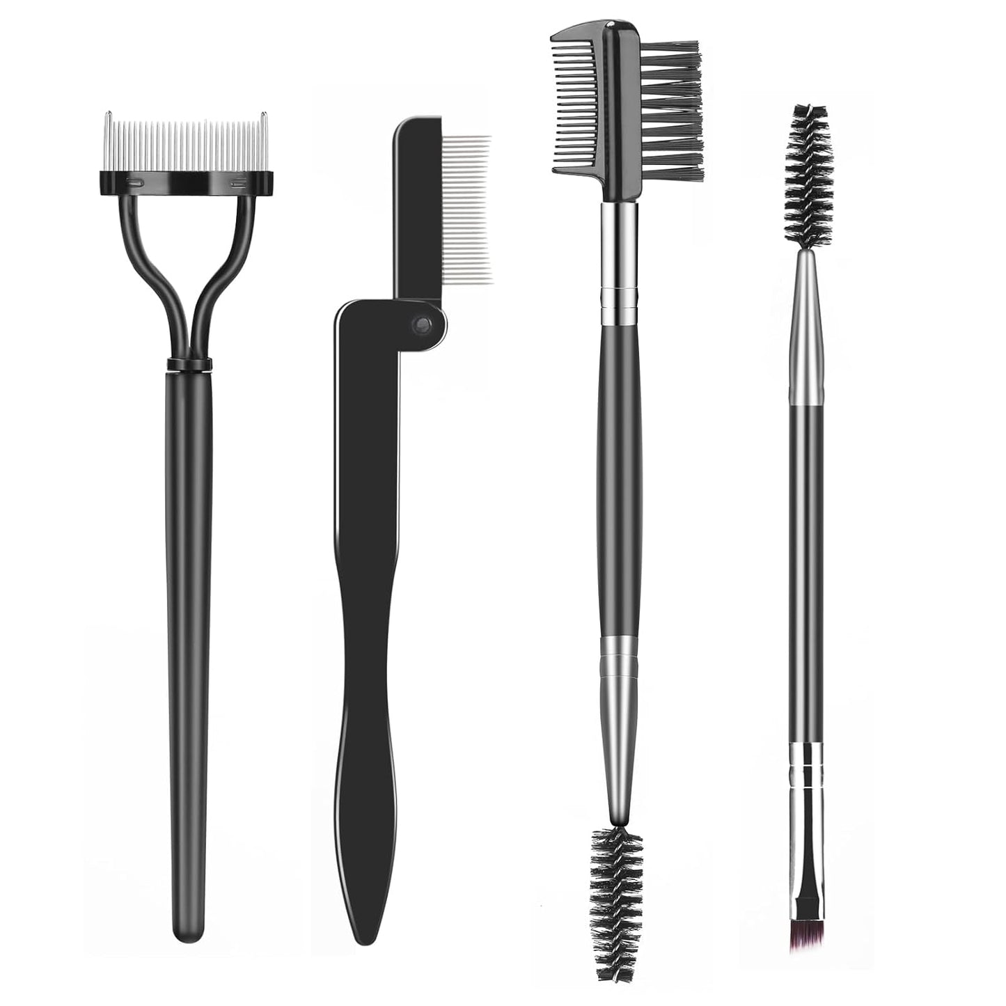 Eyelash Comb Lash Separator Tool Brow Brush & Lash Spoolie Professional Eye Makeup Tools (4 Pieces Set)