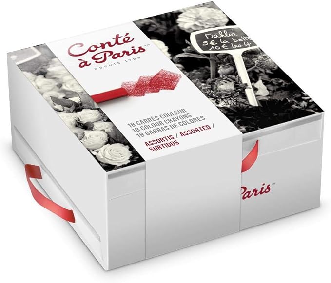 Conté à Paris 18 Count Assorted Carrés Crayons, Drawer Box