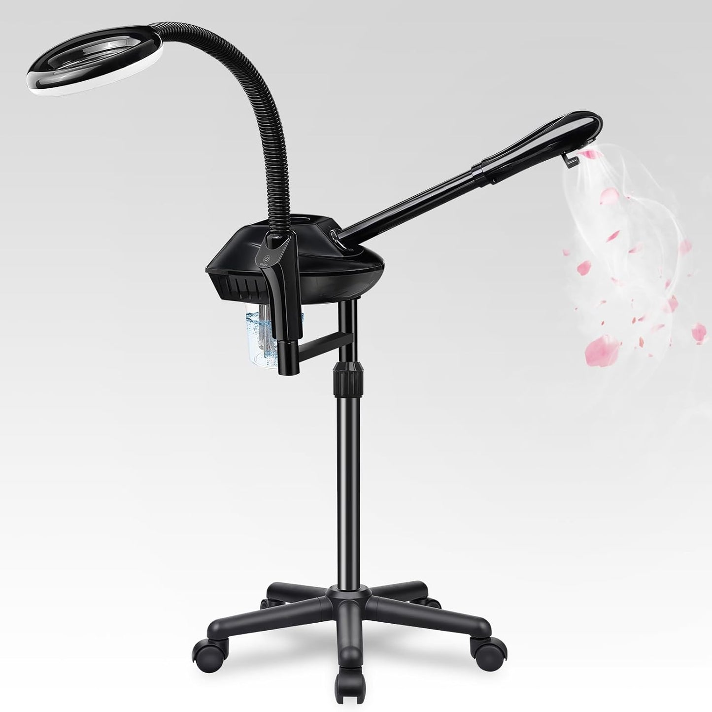 Facial Steamer for Ozone Humidifier Atomizer Attach 5× Magnifier and Light, Professional Face Steamer Clean Skin Firming Pores and Moisturizing Suitable for a Beauty, Spa, at Home