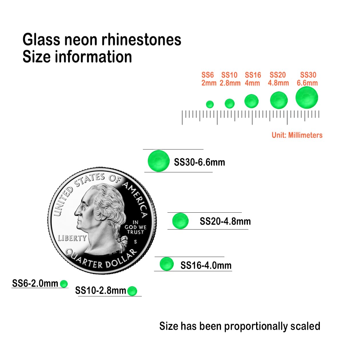 Flatback Glass Rhinestones,Bedazzler Gems 1440pcs Non Hotfix Crystal Rhinestones for Nail Charms Crafts Clothes Tumblers,Light Green Neon,SS20