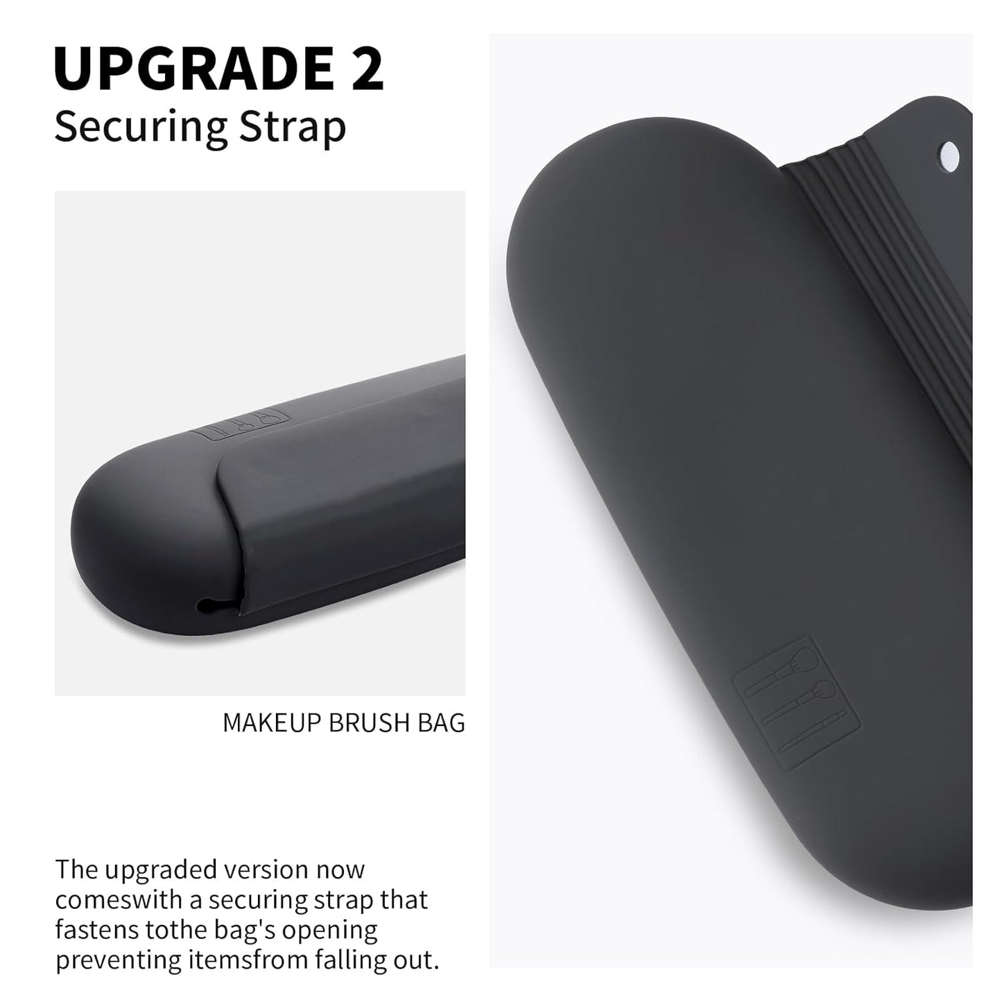 Silicone Makeup Brush Holder Travel Cosmetic Bag：Soft Portable Cosmetic Face Brushes Holder with Upgrade Anti-Fall Out Magnetic Closure, Large Travel Makeup Brush Case - Grey