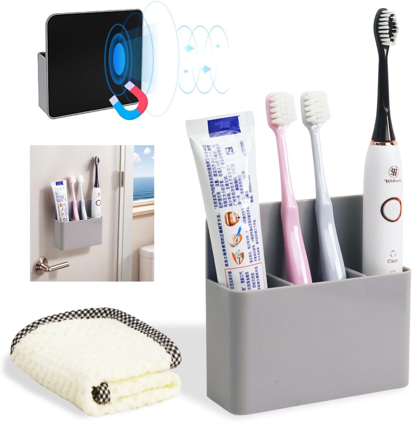 Cruise Essentials 2025 – Magnetic Toothbrush Holder for Wall Mount, Compact Bathroom Organizer for Small Spaces, Cruise Travel Accessories for Alaska/Caribbean Cruise Must Have