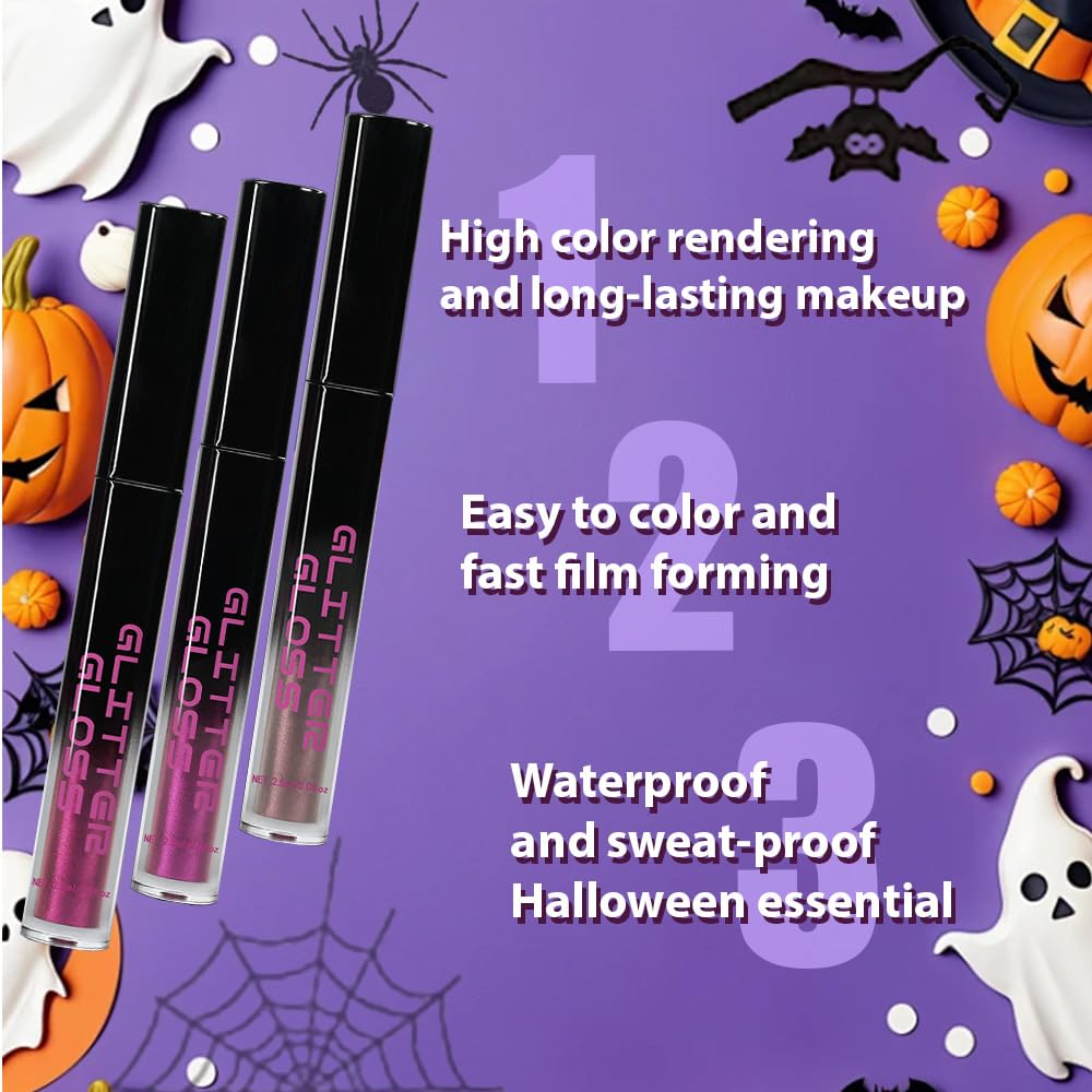 Taupe Purple Dark Purple Metallic Lipstick for Women,Glitter Sparkling Liquid Lipstick,Long Lasting Waterproof Lightweight Non-Drying Bold Dark Lip Gloss for Gothic Stage Makeup,Vegan