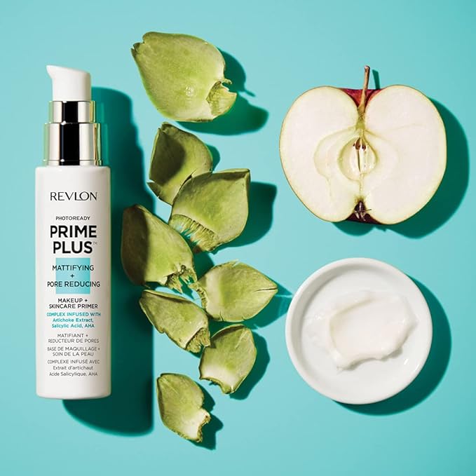 Revlon Face Primer, PhotoReady Prime Plus Face Makeup for All Skin Types, Blurs & Fills in Fine Lines, Infused with Salicylic Acid and AHA, Mattifying & Pore Reducing, 1 Oz